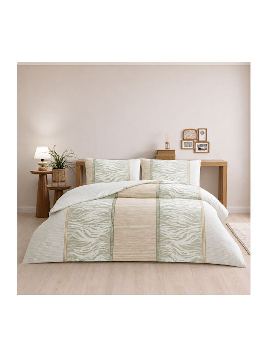 Tac Set Huse Pentru Pilote 100% Bumbac 200x220cm Dublă Cu 2 Fețe De Pernă & 1 Cearceaf Beige