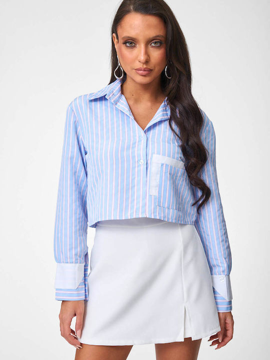 Decoro Long Sleeve Women's Shirt Sea Blue Striped