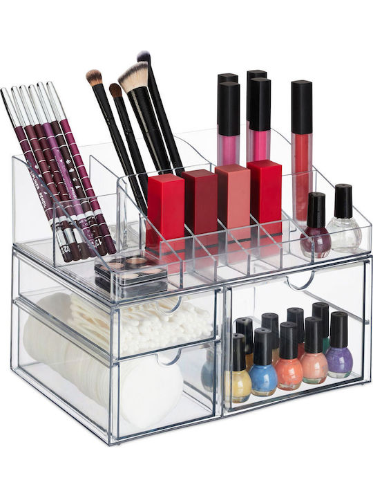 Relaxdays Organizator de cosmetice cu separatoare transparent