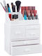 Relaxdays Organizator Cosmetice Cu Sertare Și Separatoare Alb 29.5x23.5x14cm
