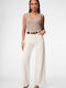 Women's Jean Pants in Wide Leg Style Ecru