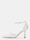 Patent Leather Heels with Strap White