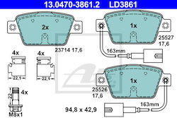 Set Plăcuțe de Frână Disc Frână Ate 13.0470-3861.2 Set Plăcuțe de Frână Disc Frână Ate 13.0470-3861.2