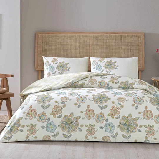 Tac Σετ Παπλωματοθήκη Βαμβακερή 200x220cm Διπλή με 2 Μαξιλαροθήκες & 1 Σεντόνι Pastel Floral