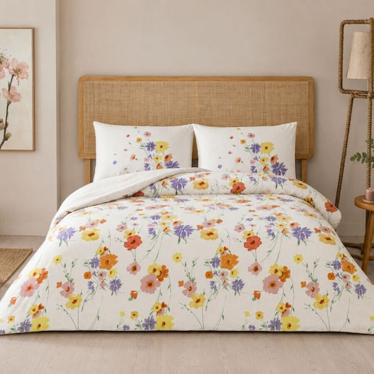 Tac Σετ Παπλωματοθήκη 200x220cm Διπλή με 2 Μαξιλαροθήκες & 1 Σεντόνι Multicolored