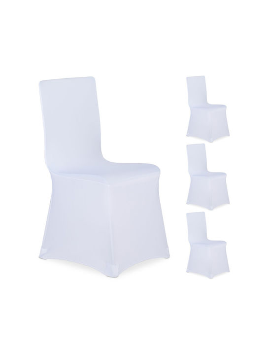 Relaxdays Elastic Chair Cover White 40x45cm 4 Pieces