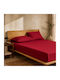 My Home Luxury Bed Sheet Set with 2 King Size Pillowcases with Rubber Hugger 180x200+30cm Burgundy (3 Pieces)