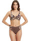 Set Bikini High Waist Floral Brown