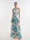 Summer Maxi Dress for Wedding Christening Satin Green