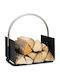 Relaxdays Coș Metalic De Depozitare Lemne 43.5x40.5x30cm Negru