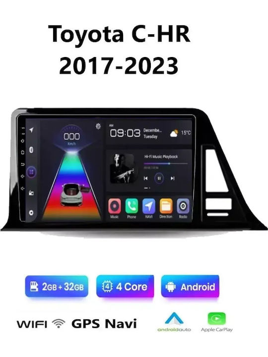 Car Audio System for Toyota C-HR 2017-2023 Bluetooth USB WiFi GPS Apple CarPlay Android Auto with 9" Touch Screen