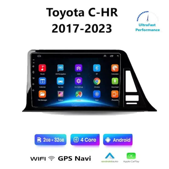 Car Audio System for Toyota C-HR 2017-2023 Bluetooth USB WiFi GPS Apple CarPlay Android Auto with 9" Touch Screen