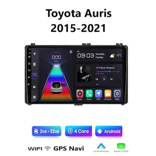 Ηχοσύστημα Αυτοκινήτου για Toyota Auris 2015-2021 (Bluetooth/USB/WiFi/GPS/Apple-Carplay/Android-Auto) με Οθόνη Αφής 9"