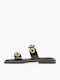 Leather Women's Flat Sandals Black