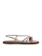 Leather Women's Flat Sandals Beige