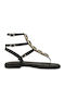 Leather Women's Flat Sandals Black