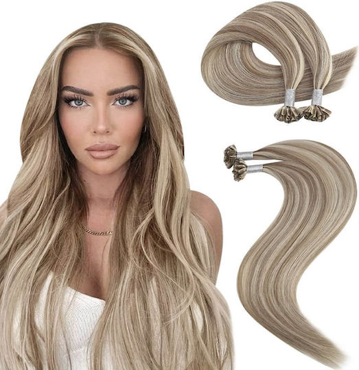 Remy Hair Keratin Extension with Human Remy Hair in Chestnut Platinum Colour 9AP60 55cm