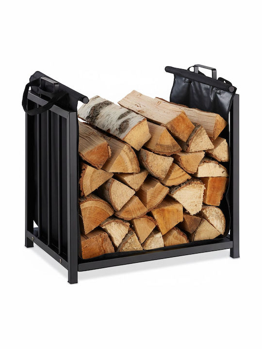 Relaxdays Coș Metalic De Depozitare Lemne 50x37x51cm Negru