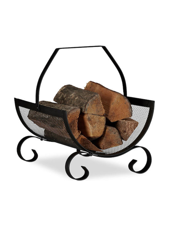 Relaxdays Coș Metalic De Depozitare Lemne 40x33x38cm Negru