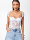 Damen-Bodysuit Mit Spitze Weiß