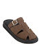 Leather Mules With Heel In Brown Colour