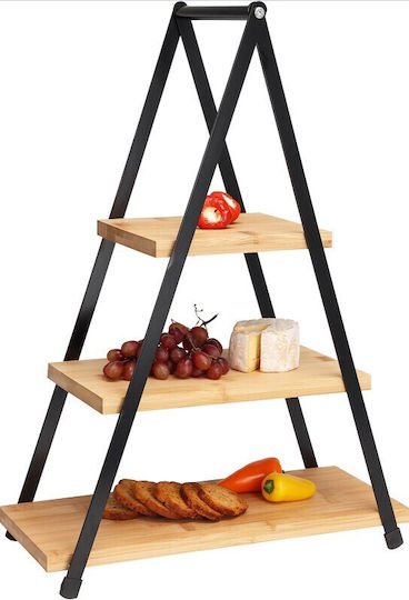24home.gr Метална Етажерка Черна Ø18cm Ш15xД53cm