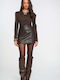 Women's Leather Skort Dark Brown