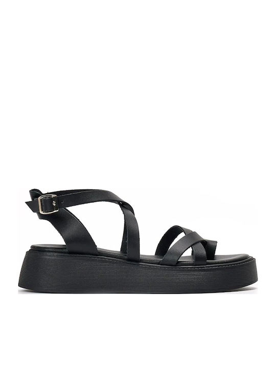 Flache Sandalen Für Damen Flatforms Schwarz