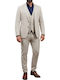 Men's Suit with Vest with Slim Fit Beige