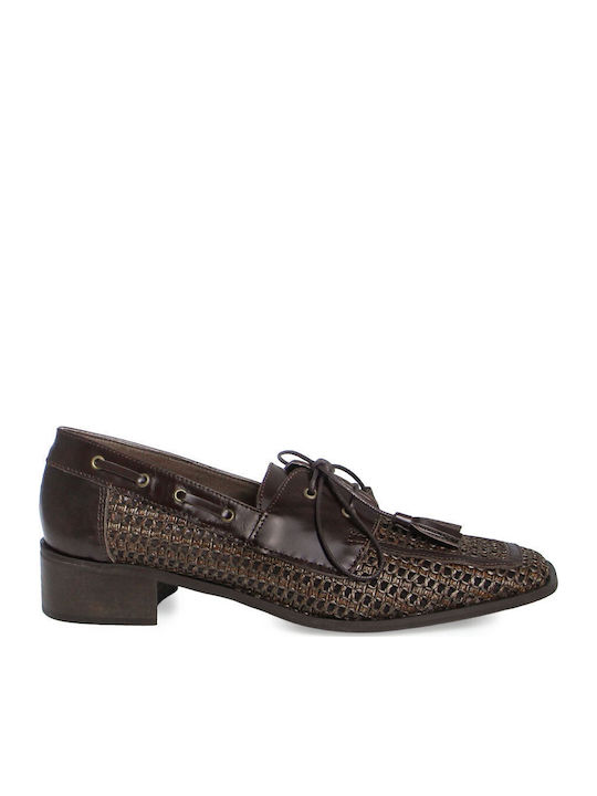 Leder Damen Mokassins in Braun Farbe