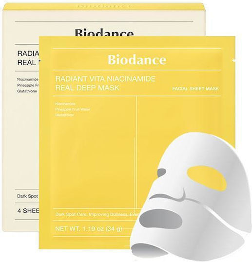 Biodance Radiant Vita Niacinamide Real Deep Jelly Mask 4 Pieces x 34gr