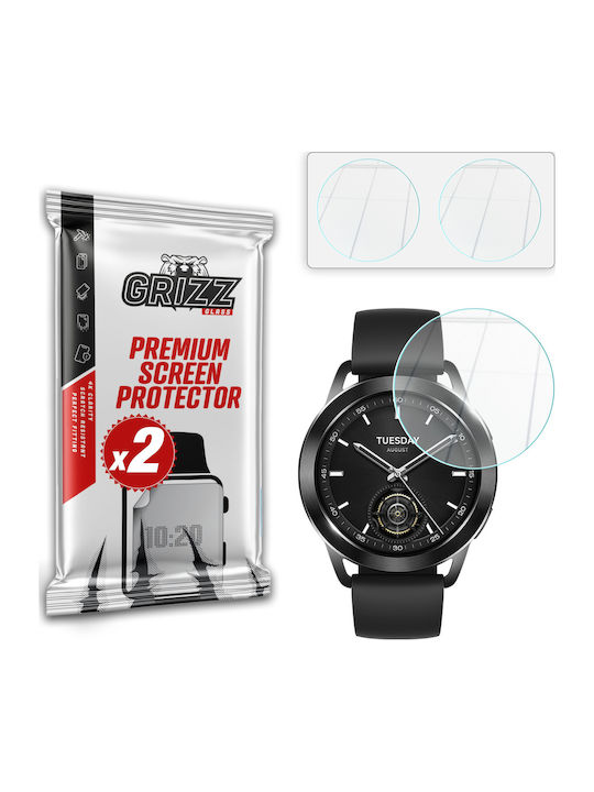 Set 2 Grizzglass Hybridglass Tempered Glass Screen Protectors Compatible Xiaomi Watch S3 Transparent