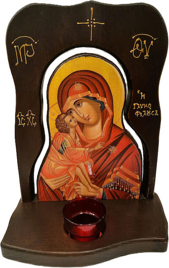 Wooden Iconostasis Panagia Glykofilousa Lamp Possibility To Stand Or Hang On The Wall Dimension 34 X 25