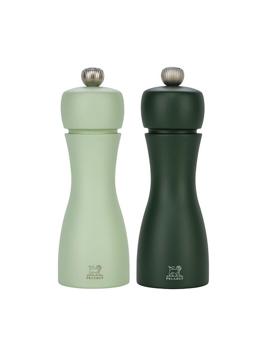 Peugeot Tahiti Manual Spice Mill Set in Green 15cm 2 Pieces