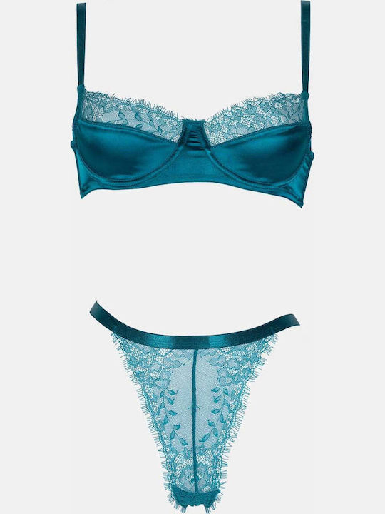 Decoro Women's Underwear Set with Petrol Slip