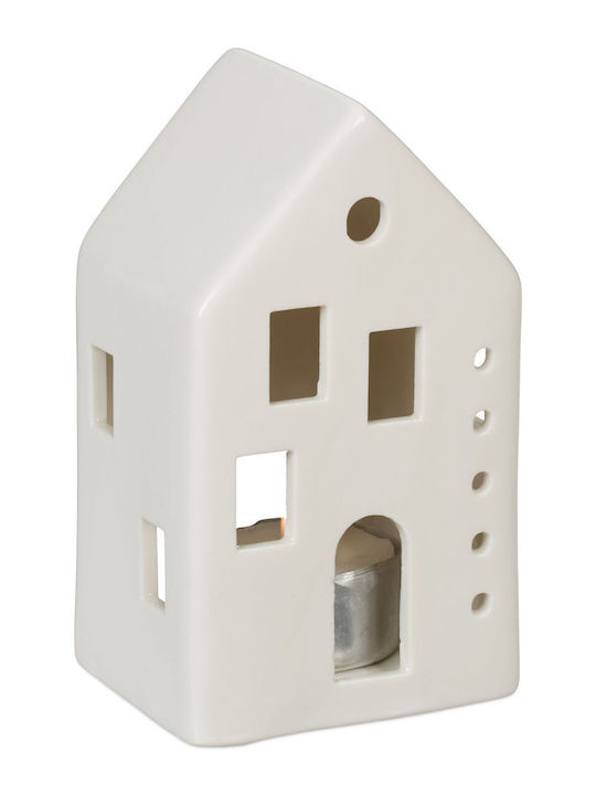 Relaxdays Ceramic Candle Holder In White Colour 12x6x7cm