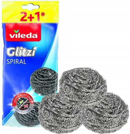 Vileda Glitzi Спираловидни Стоманени Гъби 3 Броя