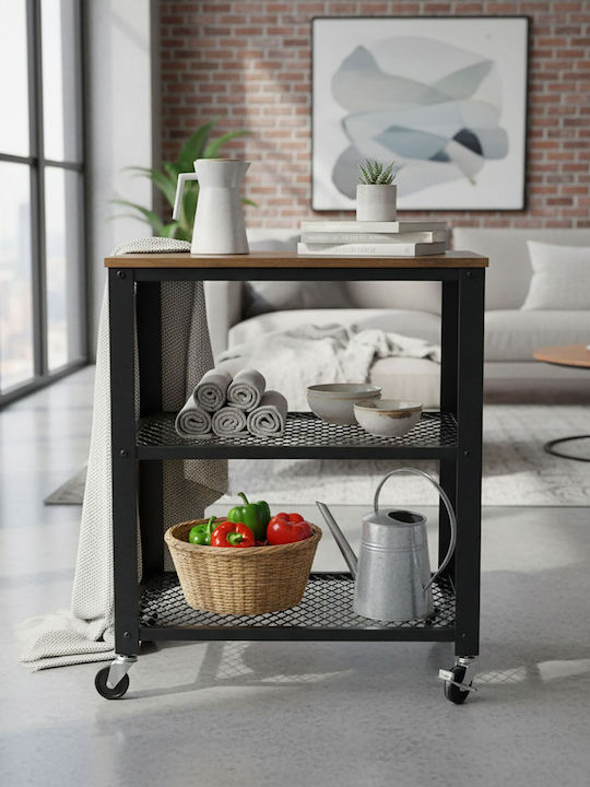 Relaxdays Troleu De Bucătărie Metalic Cu 3 Locuri Negru 40x40x77.5cm
