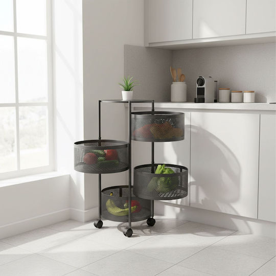 Relaxdays Troleu De Bucătărie Metalic Cu 4 Locuri Negru 34x34x75cm
