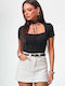 Decoro Damen-Bodysuit Cut Out Schwarz