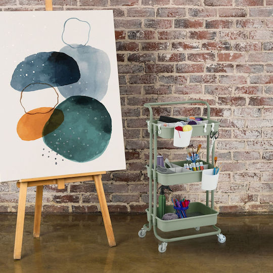 Relaxdays Metallic Kitchen Trolley 3 Tiers Green 42.5x36x86cm