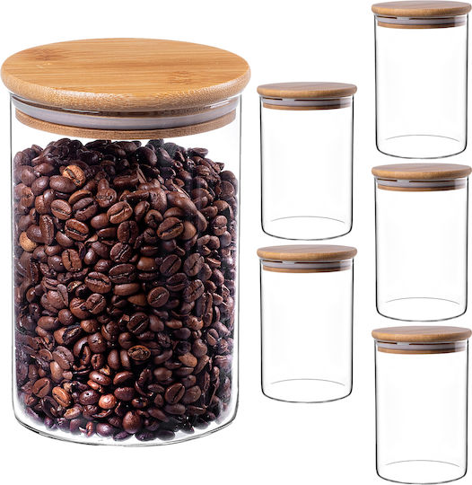 Kadax Set 6 Bucăți Vaze Utilizare Generală cu Capac Sticlă Transparentă 1040ml