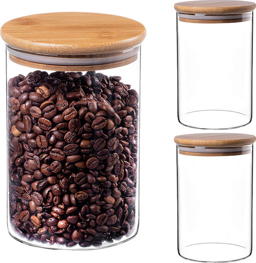 Kadax Set 3 Bucăți Vaze Utilizare Generală cu Capac Sticlă Transparentă 1040ml