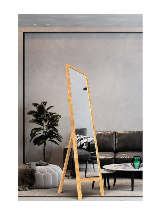 SteweHome Floor Mirror with Beige Wooden Frame ...
