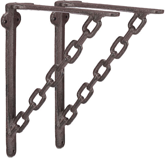 Relaxdays Raft De Colț Din Metalic Culoare Maro 180x215mm 2 Bucăți 10022947