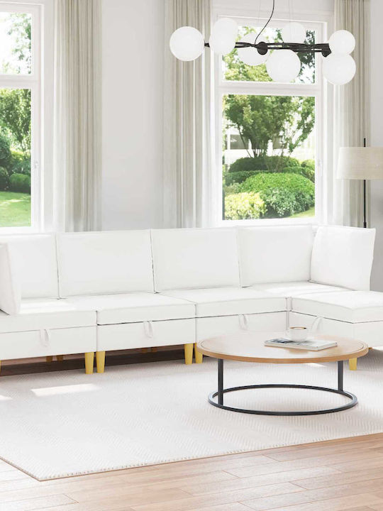 Corner Couch with Storage Space White 280x140x82 cm