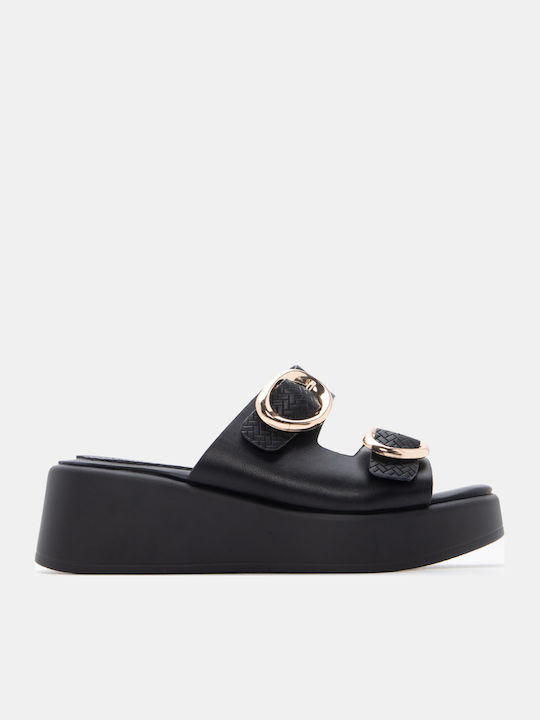 Luigi Women's Flat Sandals Flatforms Black