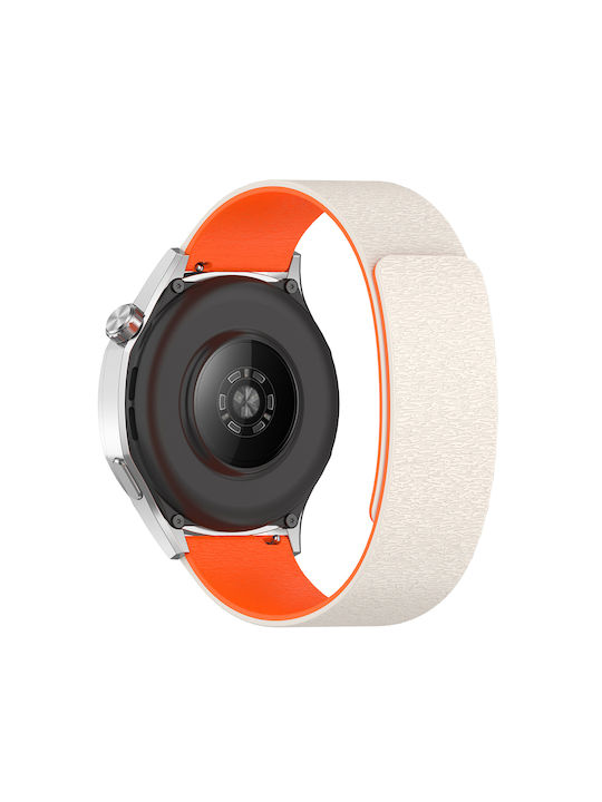 Silicone Strap Striped Texture Magnetic Clasp Garmin Vivoactive 4s Vivomove 3s Beige Orange