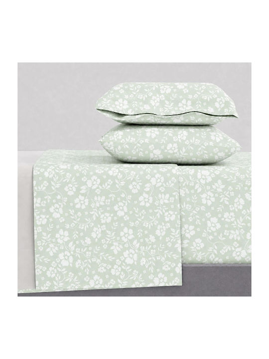 Astron Italy Emily Set Bed Sheets Double With Rubber Hugger 160x200+40cm Olive 4 Pieces