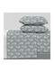 Astron Italy Vivian Set Double Bed Sheets With Rubber Hugger 160x200+40cm Gray 4 Pieces